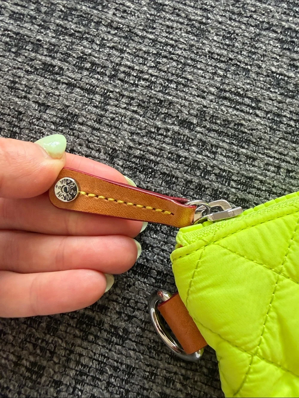 Mz Wallace Neon Yellow Quilted Zip Clutch